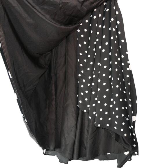 Worthington Faux Wrap Midi Dress Womens XL Black White Polka Dot V Neck High Low - Picture 5 of 16